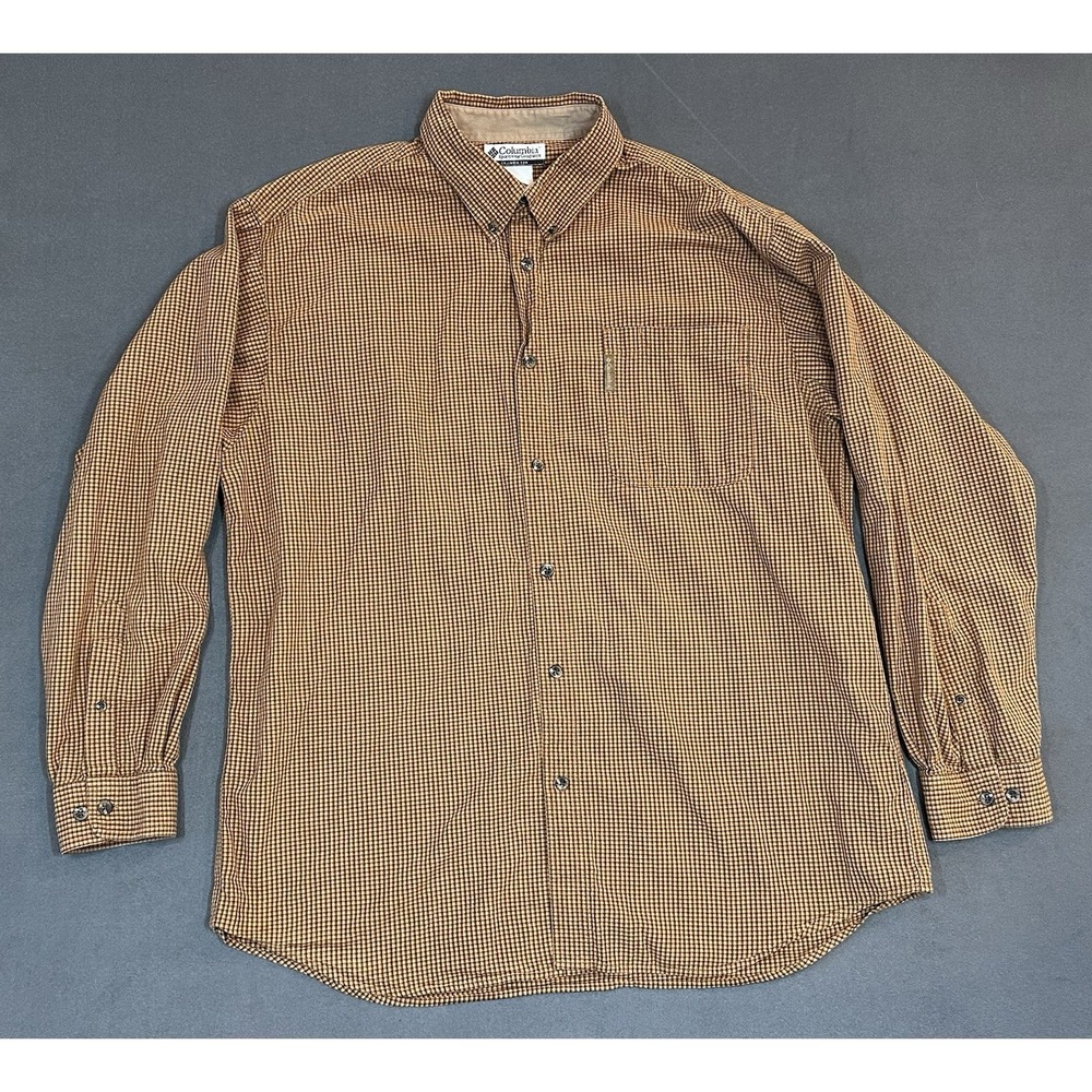 Columbia Shirt Mens Size XXL Long Sleeve Button Up Check Plaid 100% Cotton